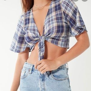 Urban Outfitters Tie Front Crop Top Plaid